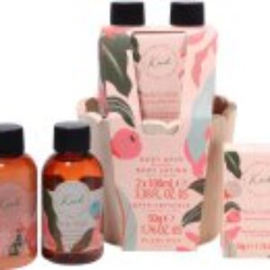 The Kind Edit Co. Kind Pamper Plant Pot Gift Set 100ml Body Wash + 100ml Body Lotion + 50g Bath Crystals + Wooden Plant Pot