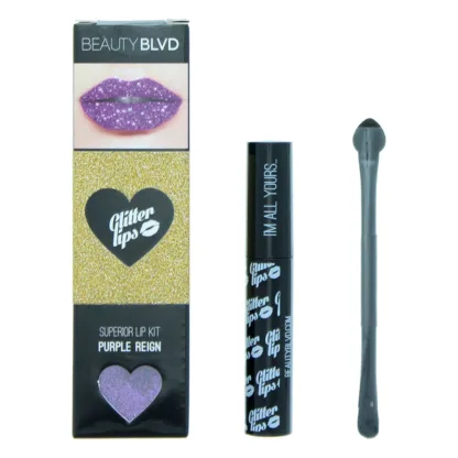 Beauty Blvd Glitter Lips Purple Reign 3 Piece Gift Set: Gloss Bond 3.5ml - Glitter 3g - Lip Brush