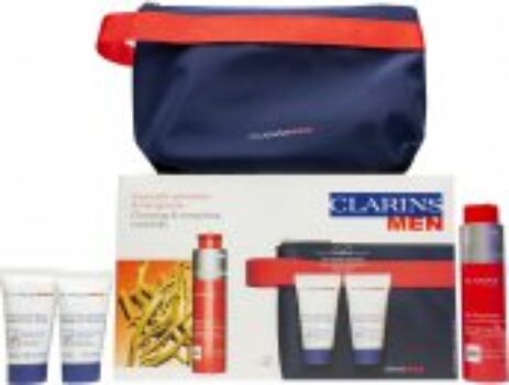 Clarins Men Gift Set 50ml Energizing Gel + 30ml Shampoo & Shower Gel + 30ml Active Face Wash + Wash Bag