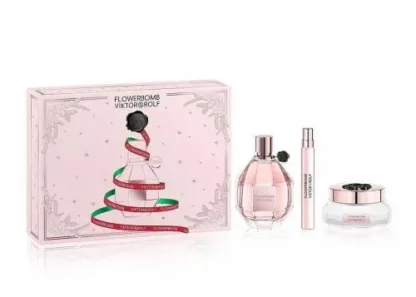 Viktor & Rolf FlowerBomb Christmas Edition Gift Set 100ml EDP + 10ml EDP Travel Spray + 200ml Body Cream