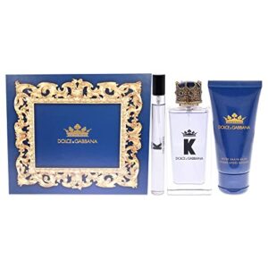 Dolce & Gabbana K For Men 3 Pc Gift Set 3.3oz EDT Spray 1.6oz After Shave Balm 0.33oz EDT Spray