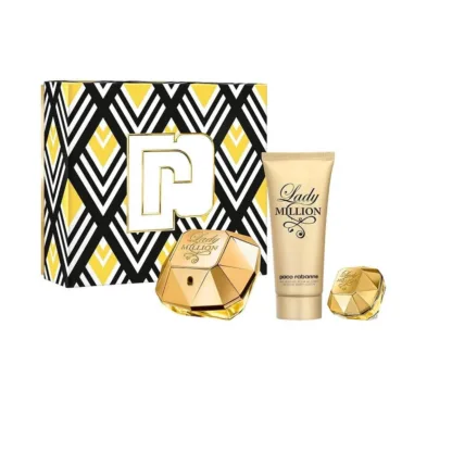 Paco Rabanne Lady Million 3 Piece Gift Set: Eau de Parfum 80ml - Eau de Parfum 5ml - Body Lotion 100ml