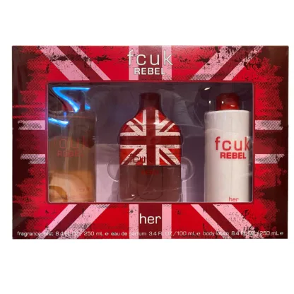 FCUK Rebel For Her Gift Set 100ml EDT + 250ml Body Lotion + 250ml Fragrance Mist