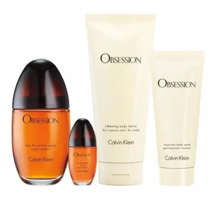 Calvin Klein Obsession 4 Piece Gift Set: Eau De Parfum 100ml - Body Lotion 200ml - Eau De Toilette 15ml - Shower Gel 100ml