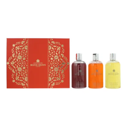 Molton Brown Floral Spicy Body Care 3 Piece Gift Set: Bath Shower Gel 3 x 300ml