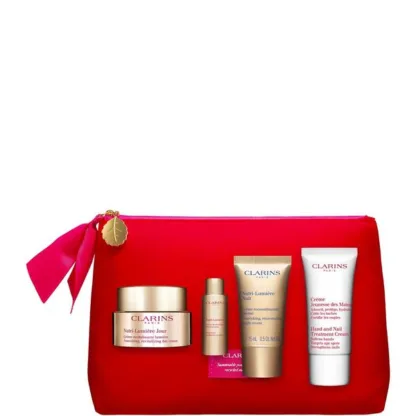 Clarins Nutri-Lumière Gift Set 50ml Day Cream + 15ml Night Cream + Cryo-Flash Cream Mask + 10ml Treatment Essence + Bag