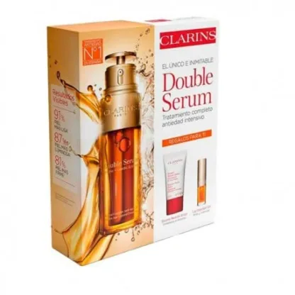 Clarins Double Serum Gift Set 50ml Double Serum + 15ml Beauty Flash Balm + 2.8ml Lip Comfort Oil - 01 Honey