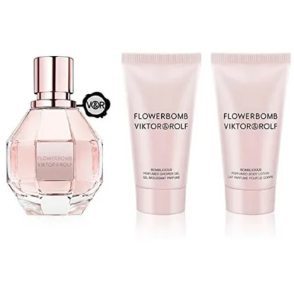 Viktor Rolf Flowerbomb 3 Piece Gift Set: Eau De Parfum 7ml - Body Lotion 50ml - Body Cream 40ml