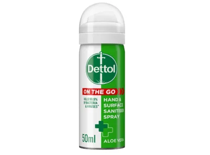 Dettol On the Go Hand & Surface Sanitiser Spray Aloe Vera - 50ml