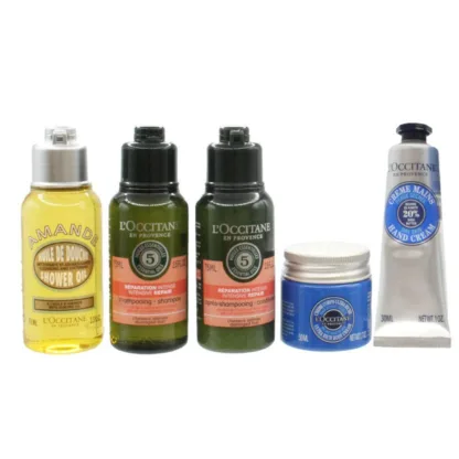 L'Occitane en Provence Travel Exclusive Gift Set 75ml Almond Shower Oil + 75ml Intensive Repair Shampoo + 75ml Intensive Repair Conditioner + 50ml Shea Butter Ultra Rich Body Cream + 30ml Shea Butter Dry Skin Hand Cream