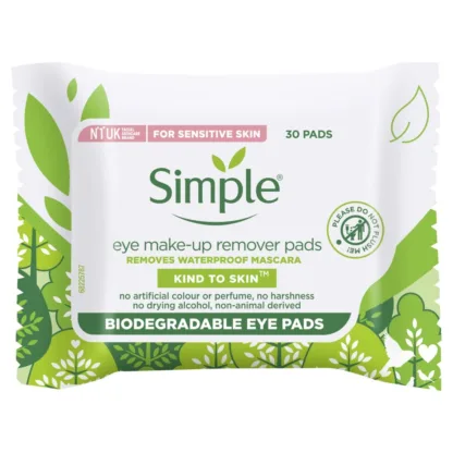 Simple Eye Makeup Remover Pads All Skin Types x 30