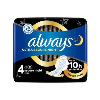 Always Ultra Sanitary Towels Secure Night S4 Wings x 8