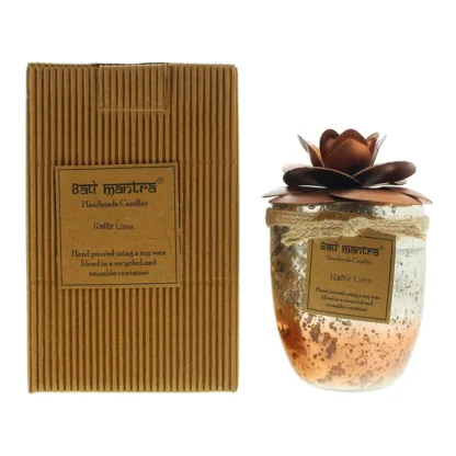 Bali Mantra Camellia Glass Copper Candle 500g - Kaffir Lime