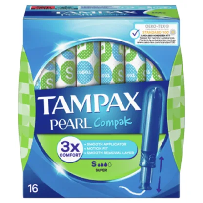 Tampax Pearl Compak Super Tampons With Applicator x 16