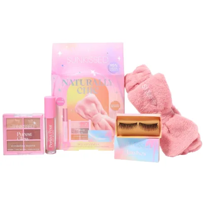 Sunkissed Naturally Chic Gift Set Sunkissed Pure Glow Eyeshadow Palette + Sunkissed Perfect Pout + Sunkissed Flase Lashes + Headband