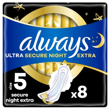 Always Ultra Sanitary Towels Secure Night Extra With Wings (Size 5) x 8