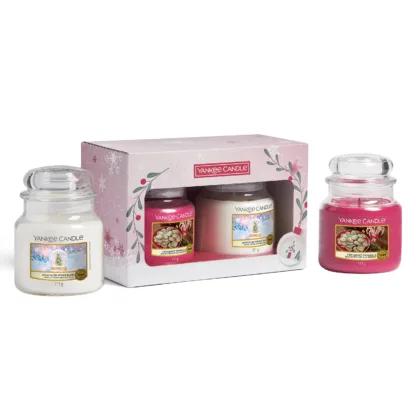 Yankee Original Candle Gift Set 411g Peppermint Pinwheels Candle + 411g Snow Globe Wonderland Candle