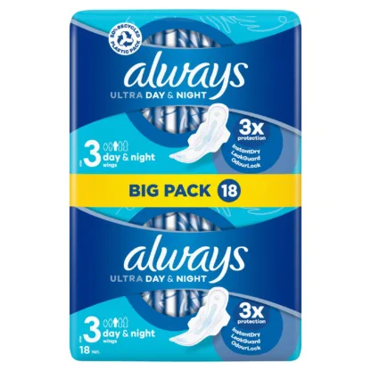 Always Ultra Sanitary Towels Day & Night Wings Size 3 x 18