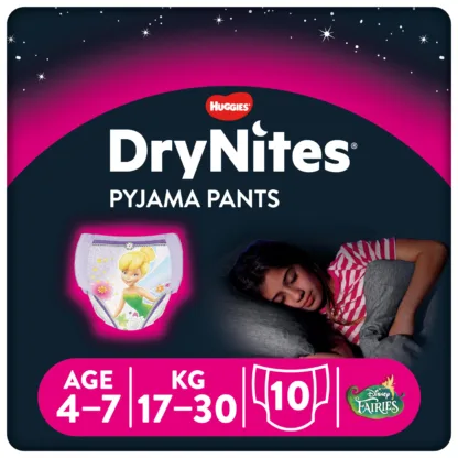 Huggies Drynites Pyjama Pants Carry Pack 4-7 Girl x 10