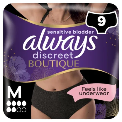 Always Discreet Boutique Underwear Incontinence Pants Plus Medium Black x 9