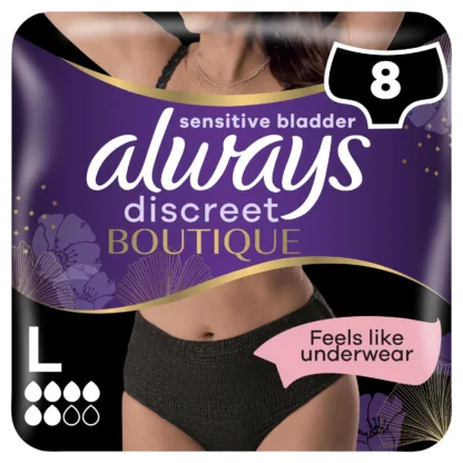 Always Discreet Boutique Underwear Incontinence Pants Plus Large Black x 8