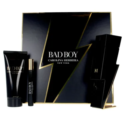 Carolina Herrera Bad Boy - Gift Set With 100ml EDT and 10ml EDT Travel Spray + 100ml Shower Gel