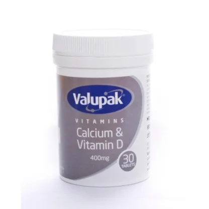 Valupak Calcium With Vitamin D Tablets 400mg 6 Pack of 30 Tablets (180 Tablets Total)