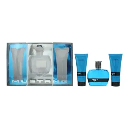 Mustang Blue 3 Piece Gift Set: Eau de Toilette 100ml - Aftershave Balm 100ml - Hair Body Wash 100ml