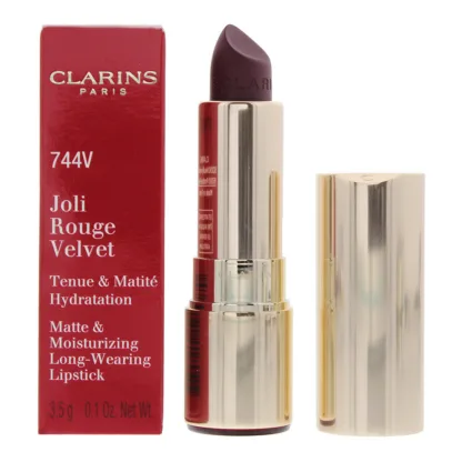 Clarins Joli Rouge Velvet Matte and Moisturising Long Wearing Lipstick #744V Plum 3.5g