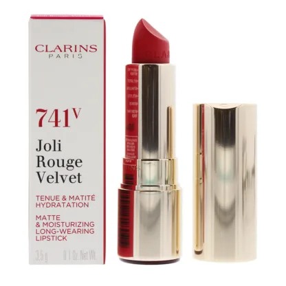 Clarins Joli Rouge Velvet Matte Moisturizing Long Wearing Lipstick No.741V Red Orange 3.5g