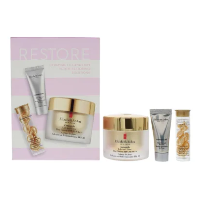 Elizabeth Arden Restore 3 Piece Gift Set: Ceramide SPF 30 PA++ Day Cream 50ml - Serum Capsules 7pcs - Superstart Booster 5ml