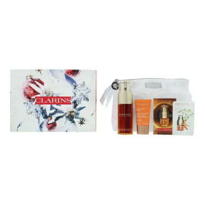 Clarins Energizing Glow 3 Piece Gift Set: Double Serum 50ml - Day Cream 15ml - Double Eye Serum 7 x 0