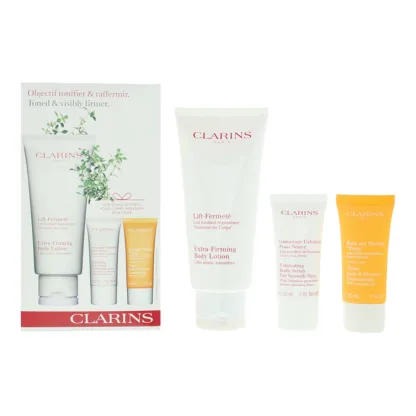 Clarins Toned Visibly Firmer 3 Piece Gift Set: Body Lotion 200ml - Body Scrub 30ml - Tonic Bath Shower 30ml