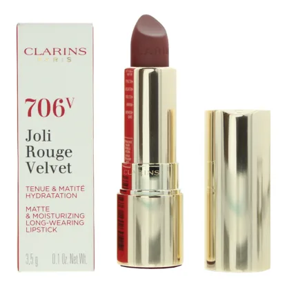 Clarins Joli Rouge Velvet Matte Moisturizing Long Wear 706V Fig Lipstick 3.5g