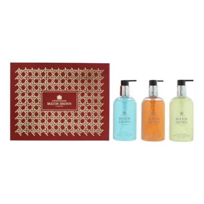 Molton Brown Floral And Marine Piece Gift Set: Orange Bergamo Hand Wash 300ml - Gingerlily Hand Wash 300ml - Coastal Cypress Sea Hand Wash 300ml