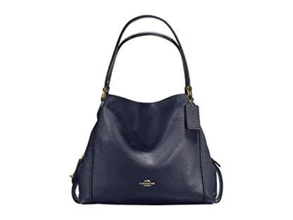 Coach Edie 31 Pebbled Leather Navy Shoulder Bag