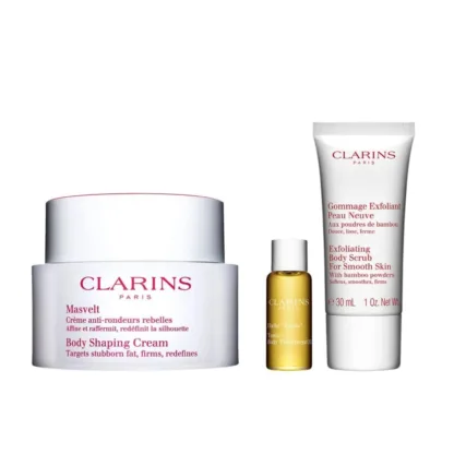 Clarins A Beautiful Body 3 Piece Gift Set: Body Cream 200ml - Exfoliating Cream 30ml - Tonic Body Oil 10ml