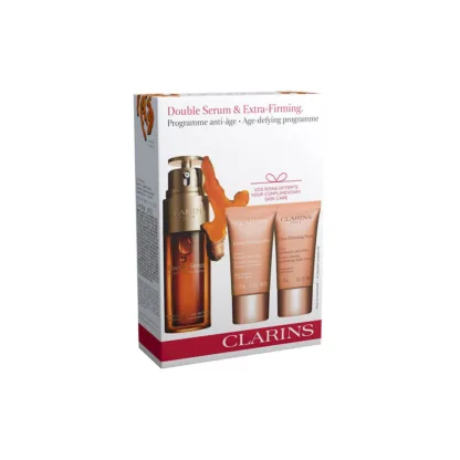 Clarins Double Serum 3 Piece Gift Set: Double Serum 50ml - Extra-Firming Day Cream 15ml - Extra-Firming Night Cream 15ml