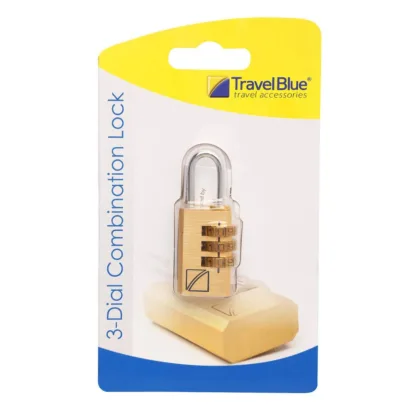 Travel Blue Suitcase Padlock - 3 Dial Combination