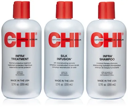 CHI Infra Trio Gift Set 355ml Infra Shampoo + 355ml Infra Treatment + 355ml Silk Infusion