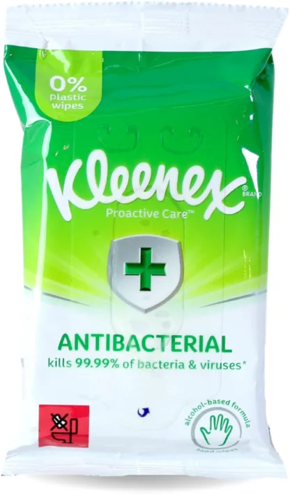 Kleenex Proactive Care Anti-Bacterial Plastic Free Hand Wipes 20 Pack x 12