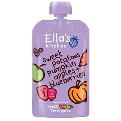 Ella's Kitchen Pouch Sweet Potatoes Pumpkin Apples And Blueberries Stage 1 7 Pack - 120g