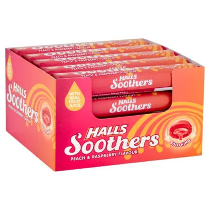 Halls Soothers Peach & Raspberry 20 Pack x 10