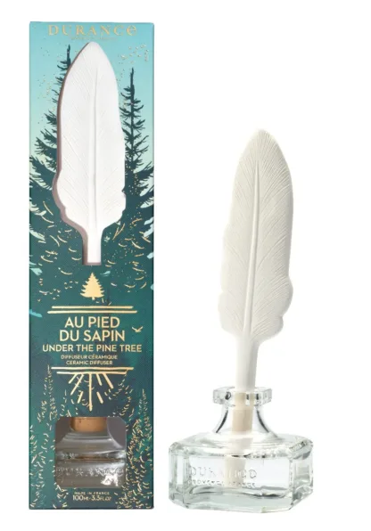 Durance Provence France Ceramic Feather Diffuser 100ml - Under the Pine Tree