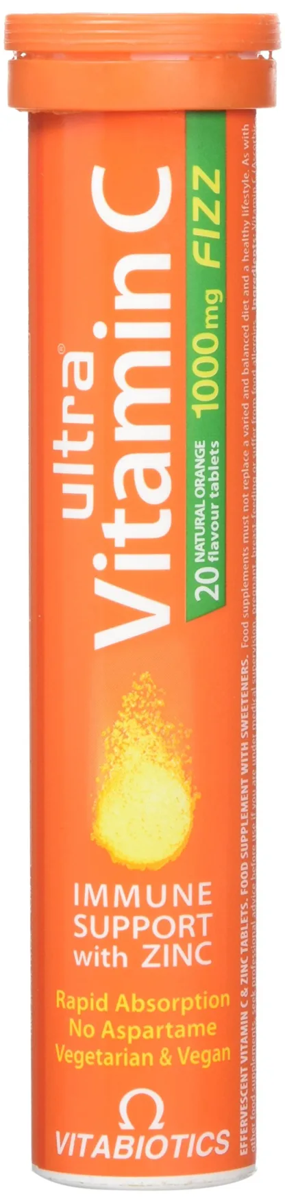 Vitabiotics Ultra Vitamin C 1000mg Fizz Natural Orange Flavour 20 Tablets