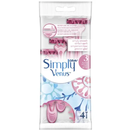 Gillette Simply Venus 3 Razor Disposable x 4