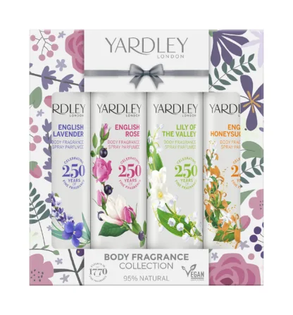 Yardley Traditional Florals Body Spray Gift Set 4 x 75ml - English Lavender + English Rose + Lily Of The Valley + English Honeysuckle