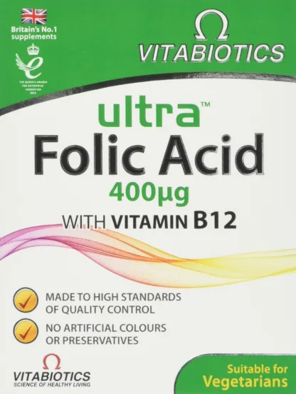 Vitabiotics Ultra Folic Acid 400ug with Vitamin B12 60 Tablets