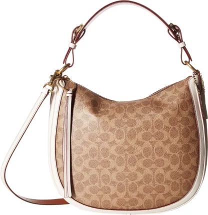 Coach Sutton Hobo Tan Coated Canvas Shoulder Bag