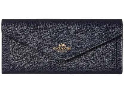 Coach Leather Soft Crossgrain Navy Wallet